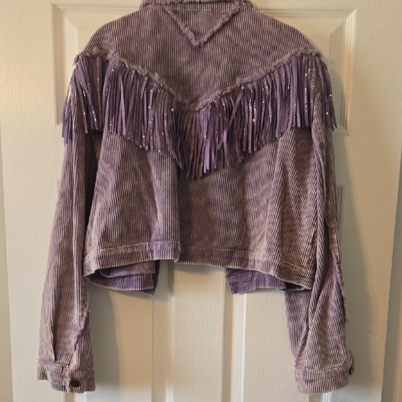POL Purple Corduroy Jacket with Fringe - Picture 4 of 4